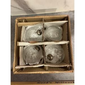 Set of 4 Vintage Lillian Vernon Cut Glass Christmas Ornaments in Original Box